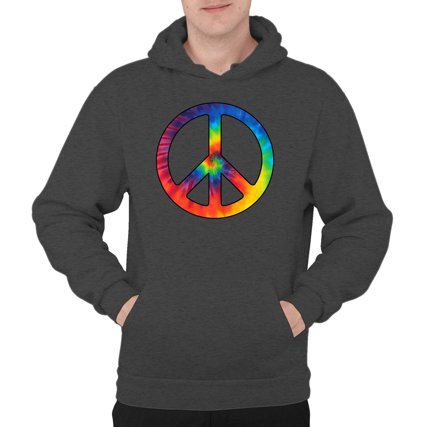 Tie Dye Peace Symbol Mens Pullover Hoodie