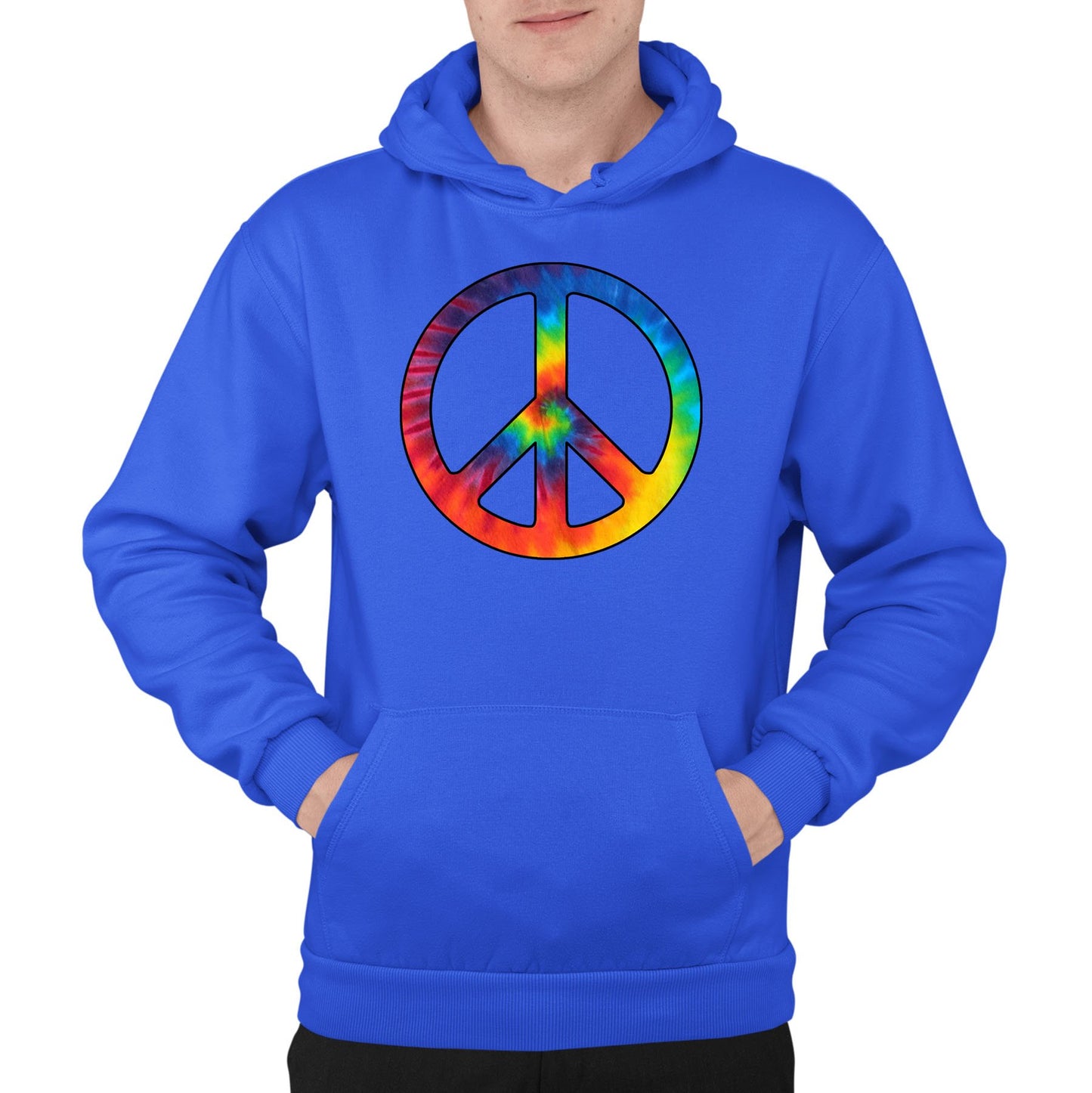 Tie Dye Peace Symbol Mens Pullover Hoodie