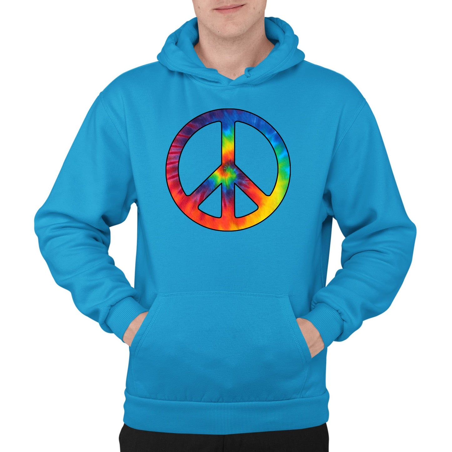 Tie Dye Peace Symbol Mens Pullover Hoodie