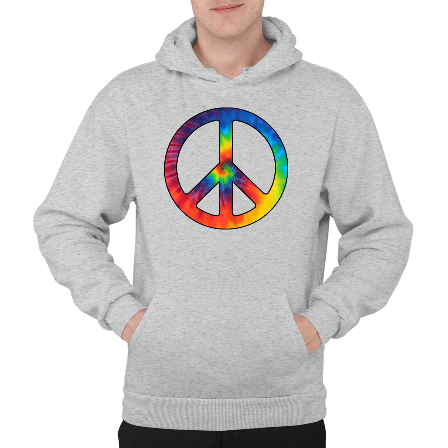 Tie Dye Peace Symbol Mens Pullover Hoodie