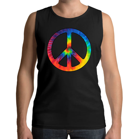 Tie Dye Peace Symbol Mens Vest