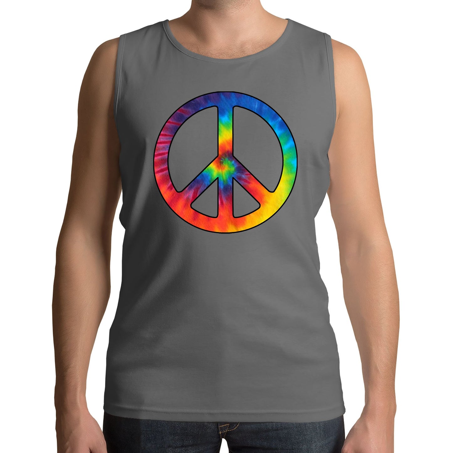 Tie Dye Peace Symbol Mens Vest