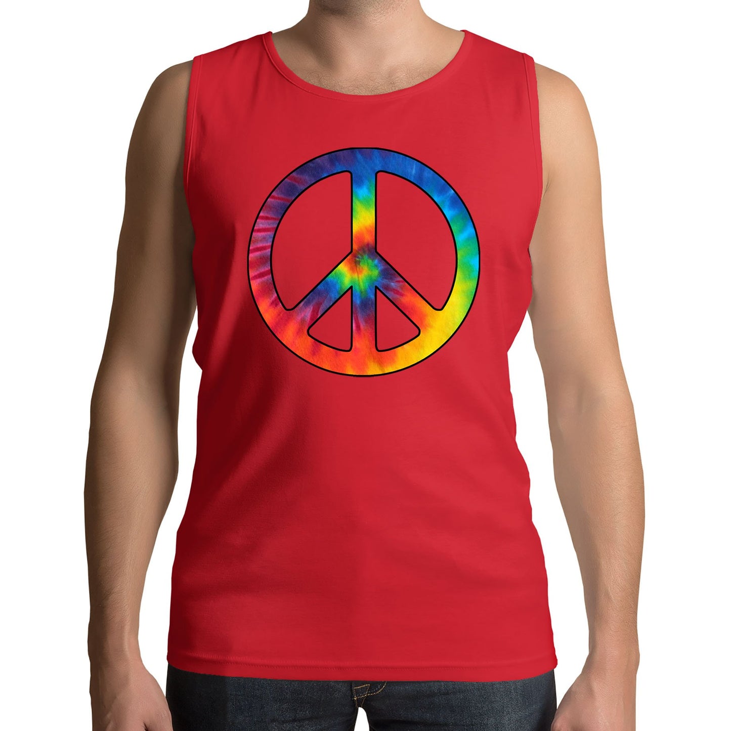 Tie Dye Peace Symbol Mens Vest