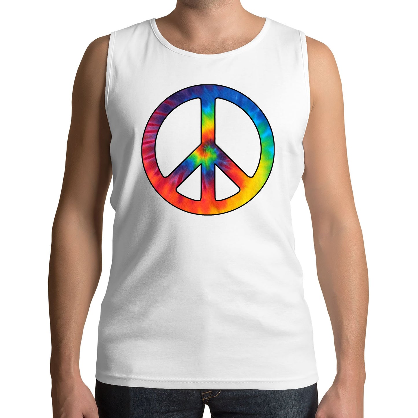 Tie Dye Peace Symbol Mens Vest