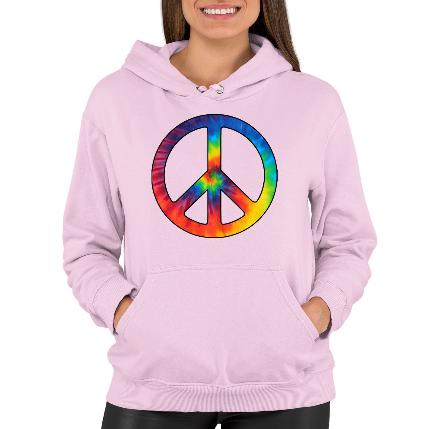 Tie Dye Peace Symbol Womens Pullover Hoodie