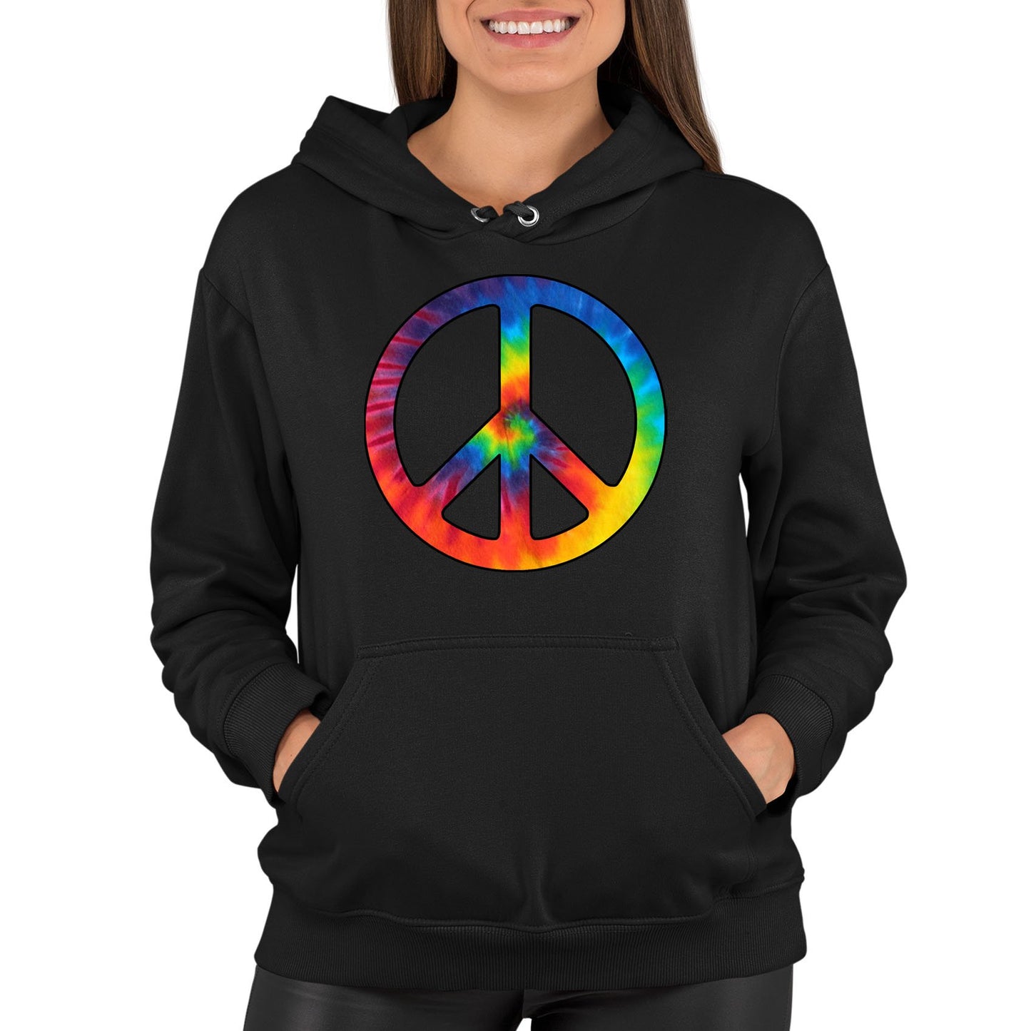 Tie Dye Peace Symbol Womens Pullover Hoodie