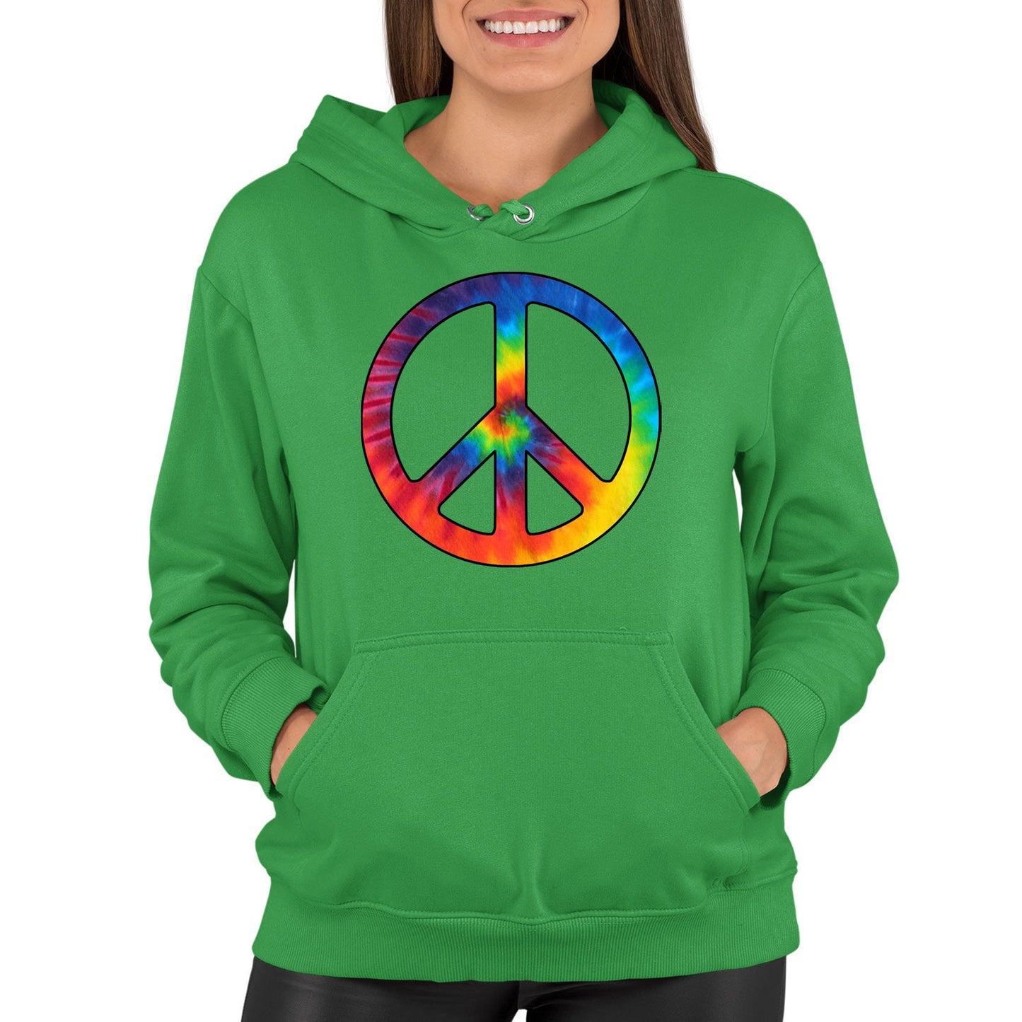 Tie Dye Peace Symbol Womens Pullover Hoodie