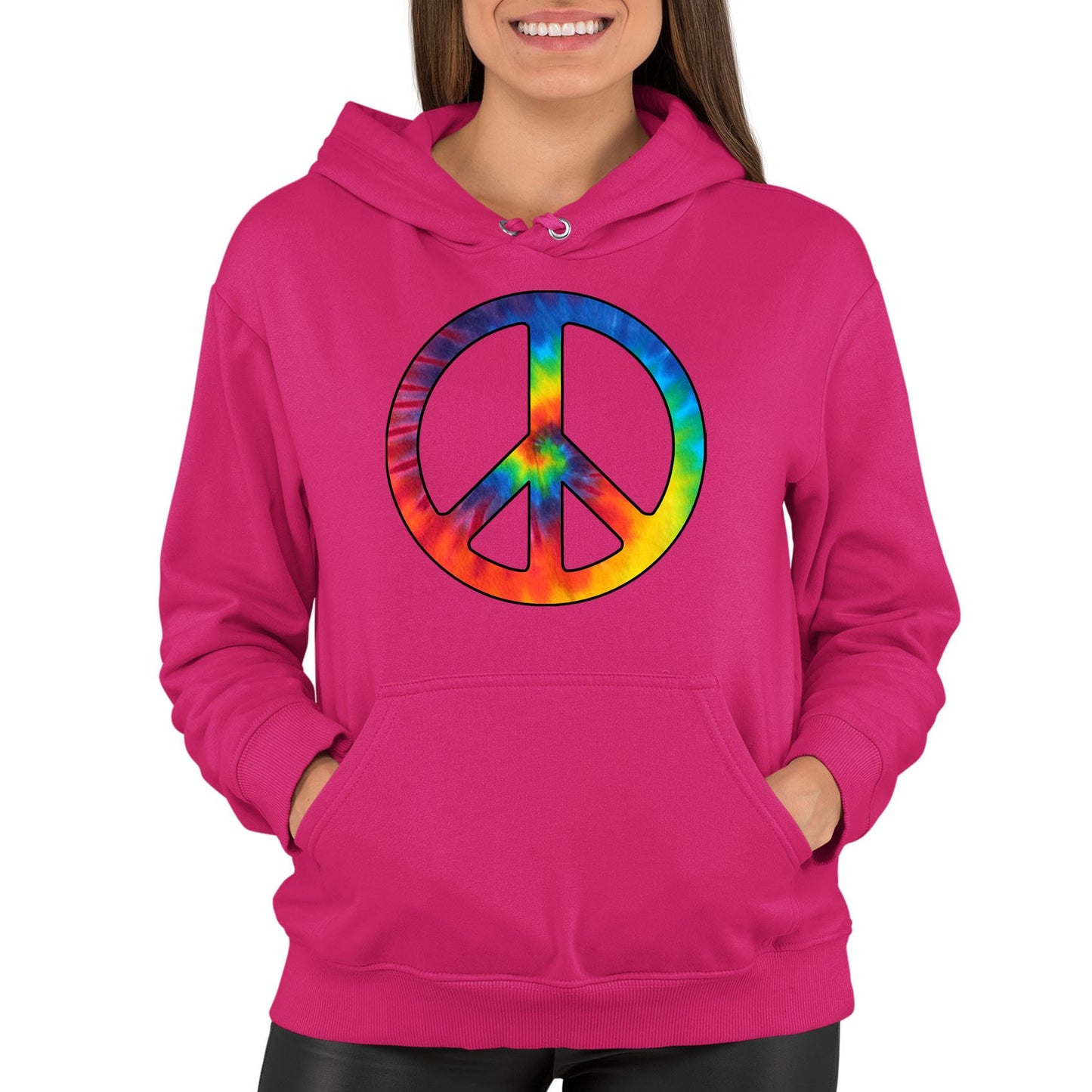 Tie Dye Peace Symbol Womens Pullover Hoodie