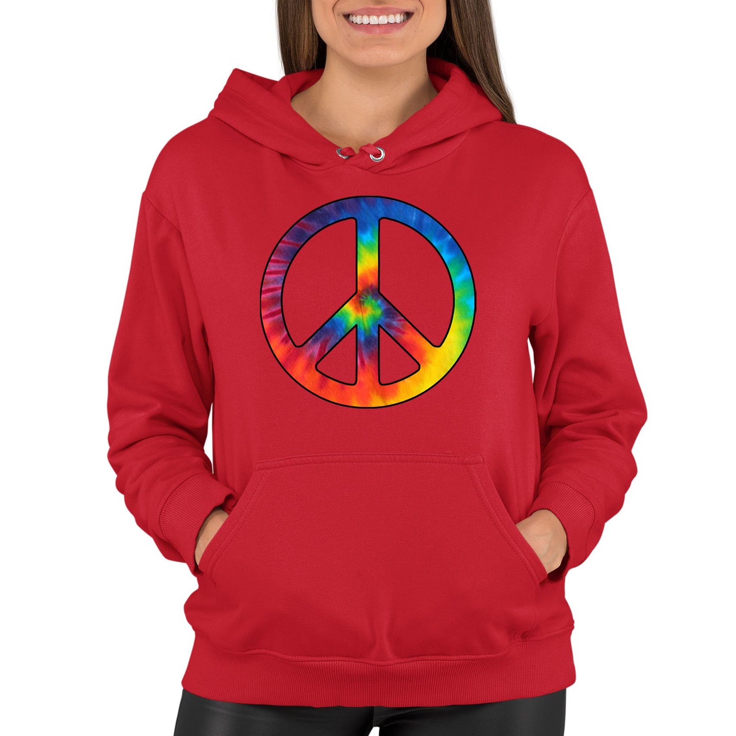 Tie Dye Peace Symbol Womens Pullover Hoodie