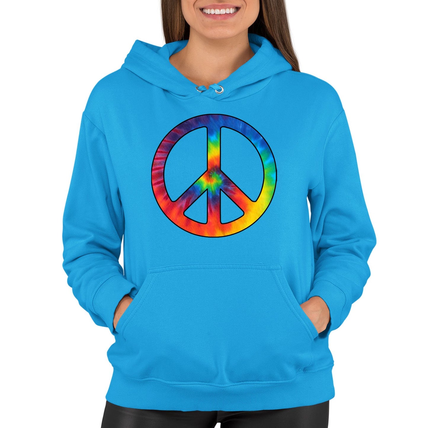 Tie Dye Peace Symbol Womens Pullover Hoodie