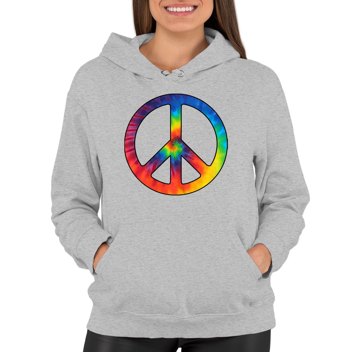 Tie Dye Peace Symbol Womens Pullover Hoodie