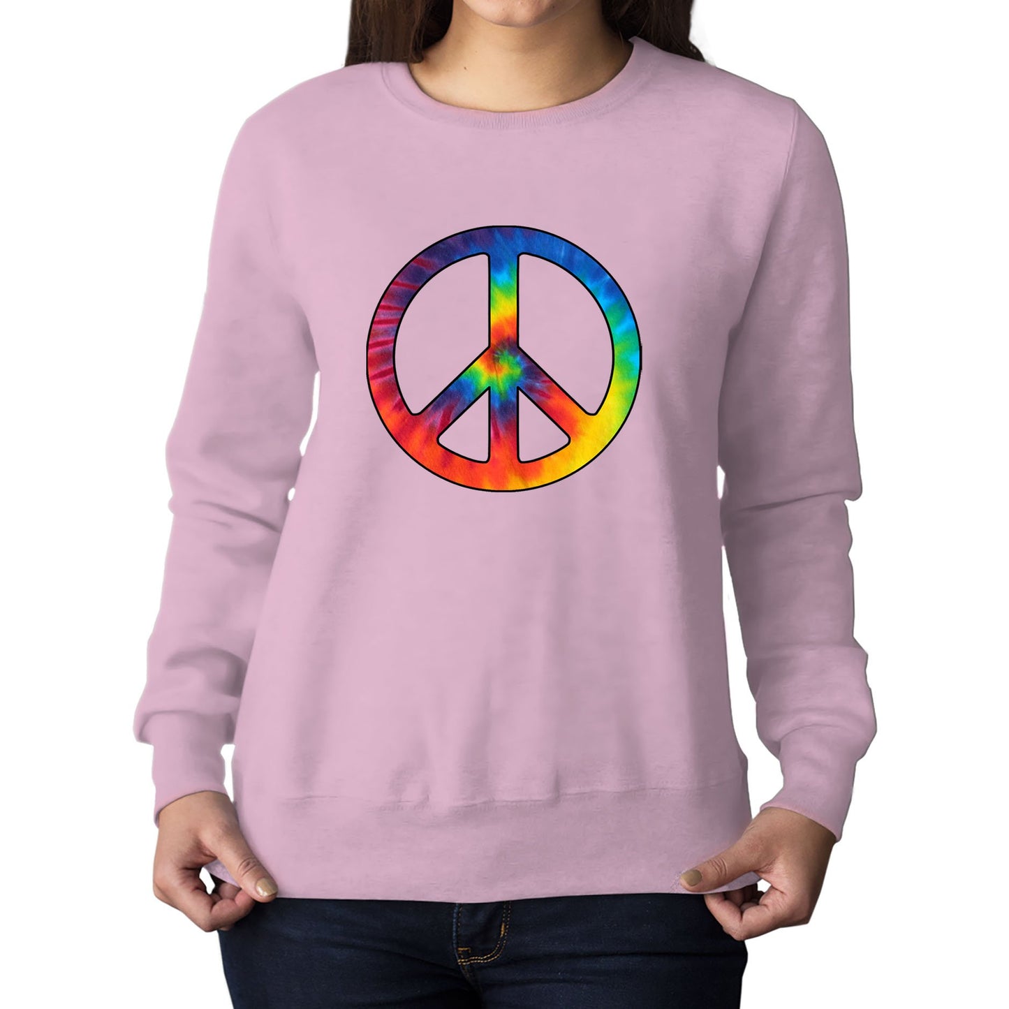 Tie Dye Peace Symbol Womens Sweatshirt