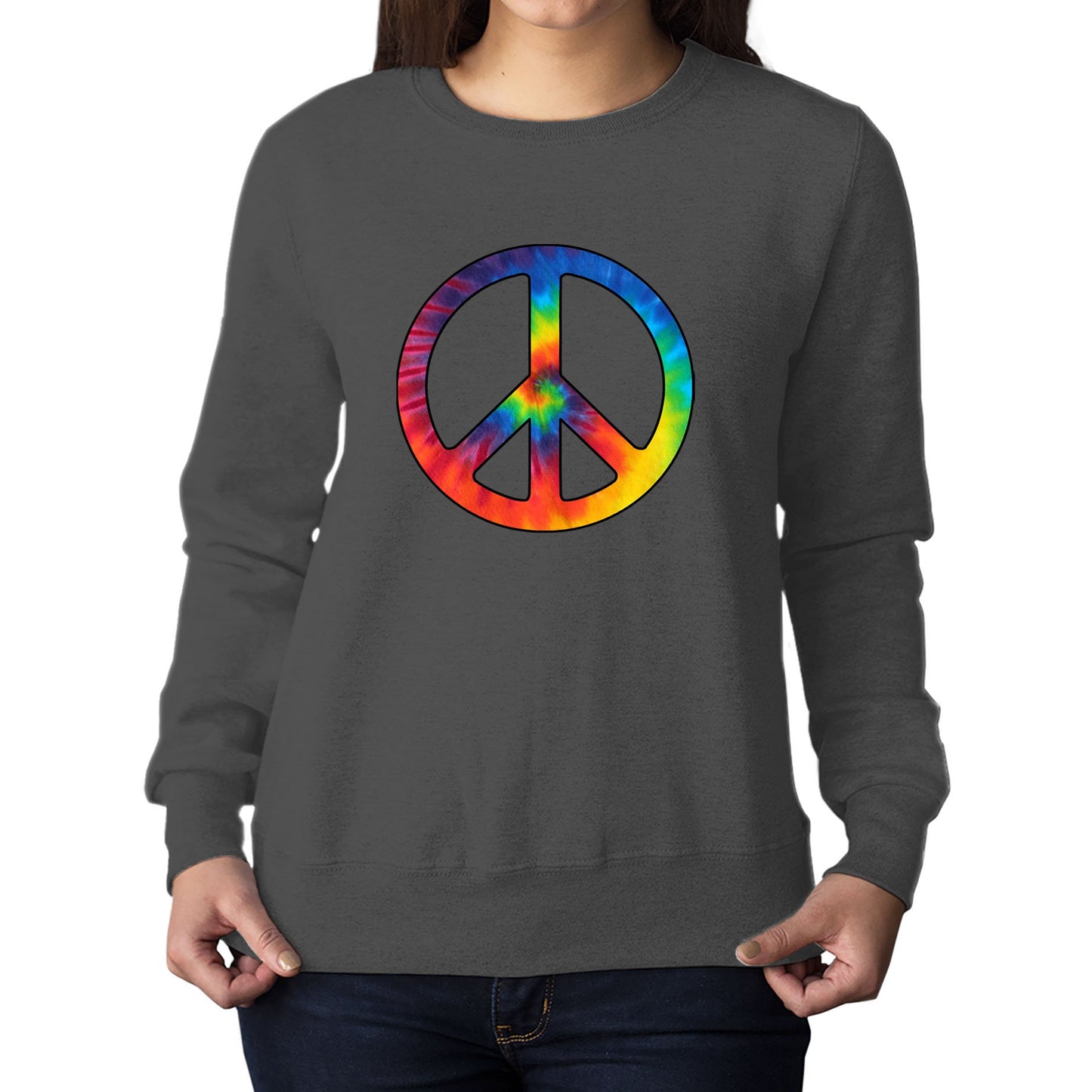 Tie Dye Peace Symbol Womens Sweatshirt