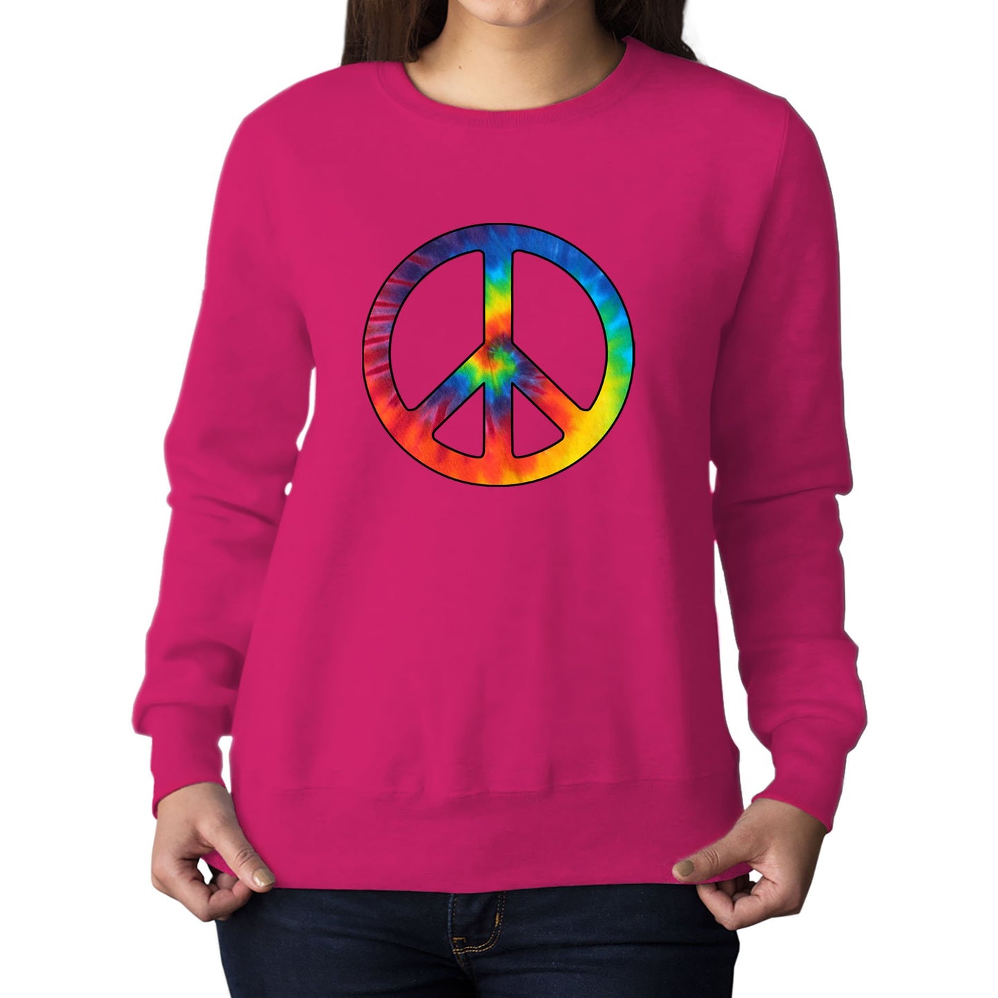 Tie Dye Peace Symbol Womens Sweatshirt