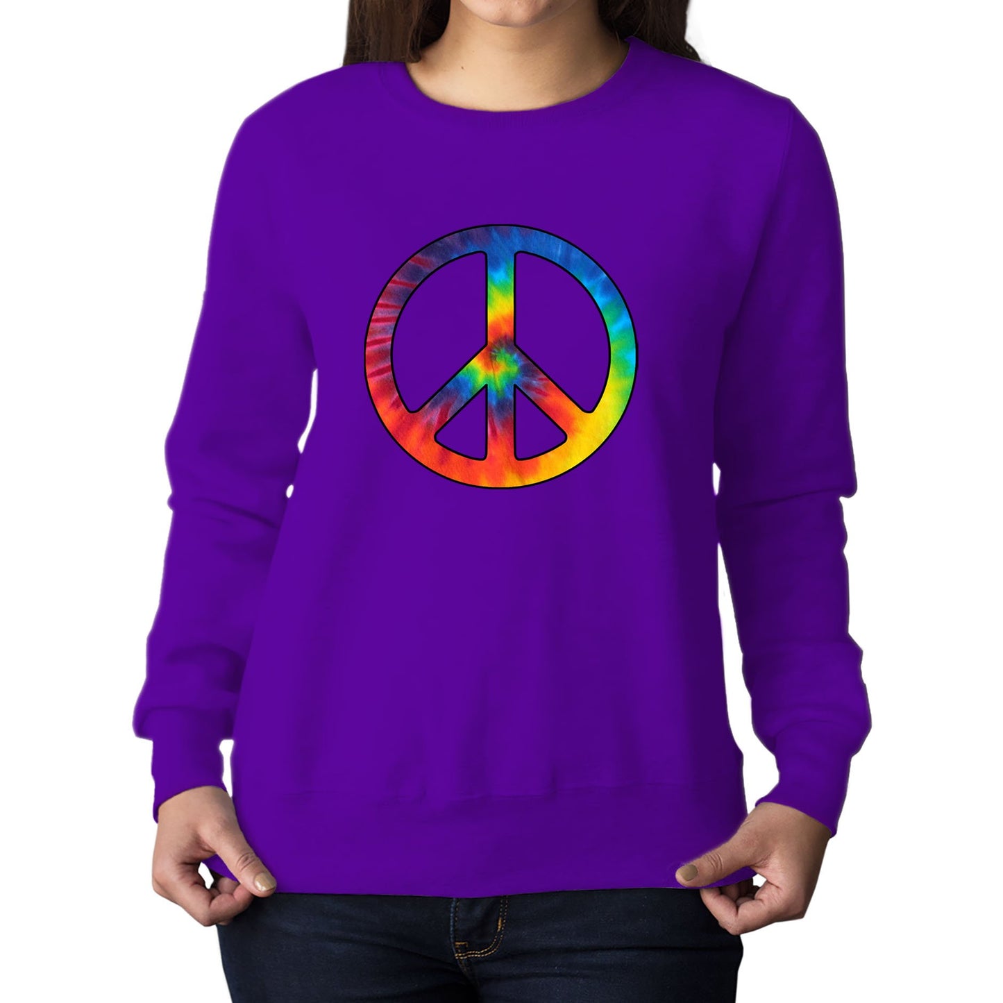 Tie Dye Peace Symbol Womens Sweatshirt