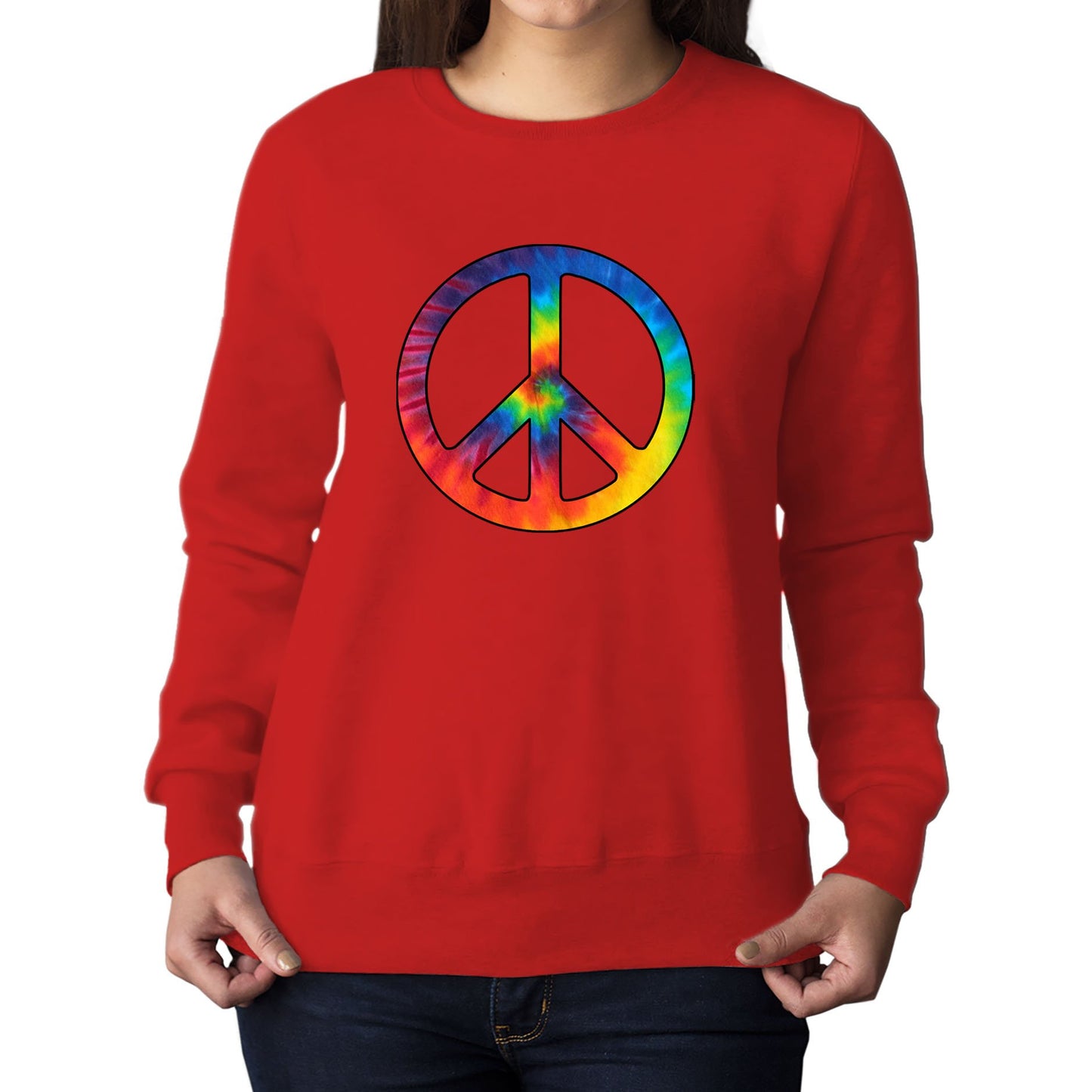 Tie Dye Peace Symbol Womens Sweatshirt