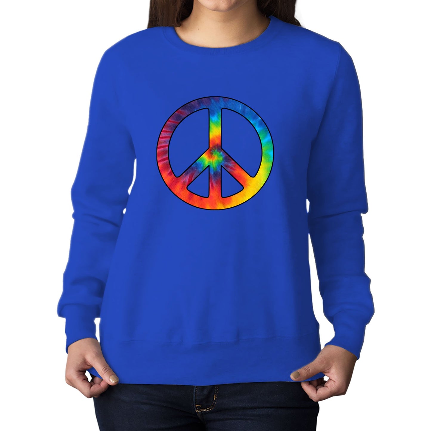 Tie Dye Peace Symbol Womens Sweatshirt