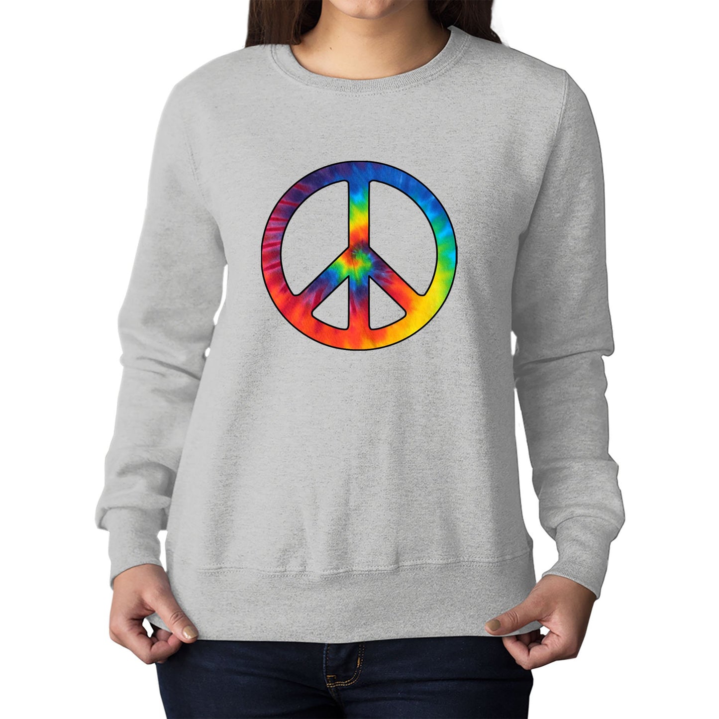 Tie Dye Peace Symbol Womens Sweatshirt