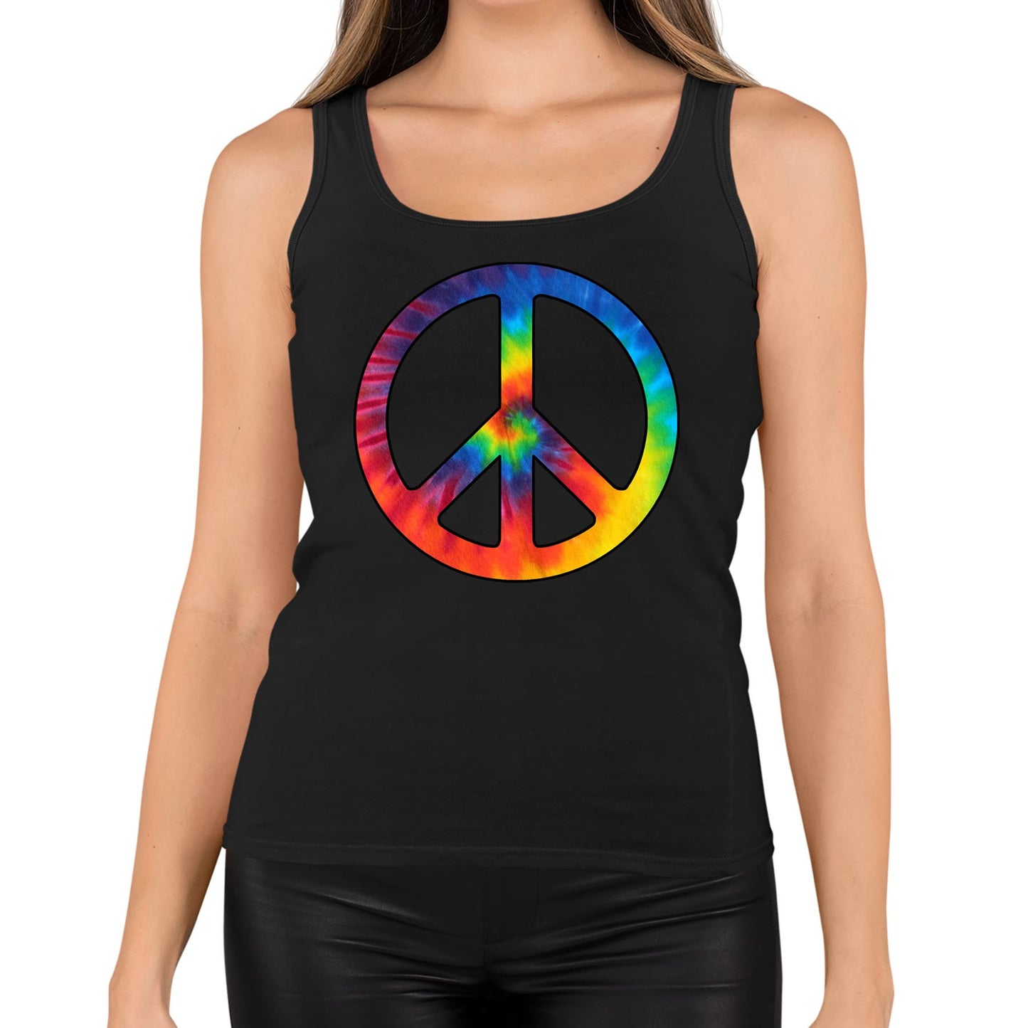 Tie Dye Peace Symbol Womens Vest