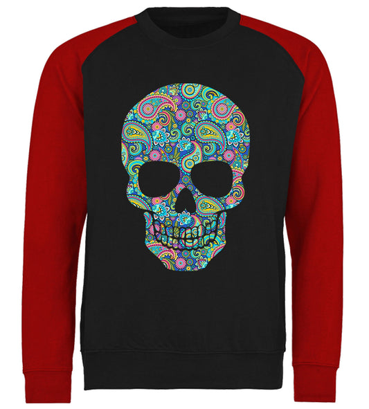 Paisley Skull Baseball Sweatshirt