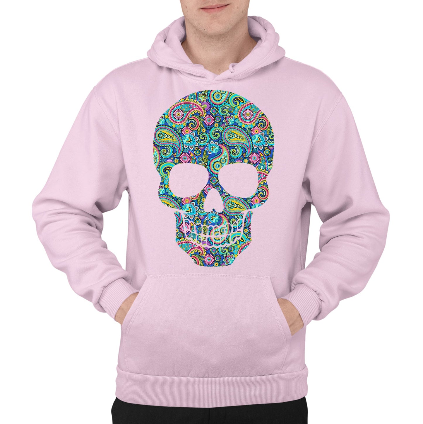 Paisley Skull Mens Pullover Hoodie