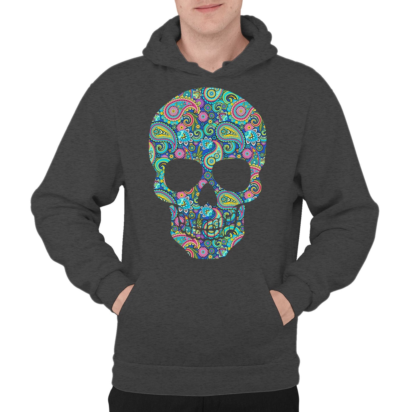 Paisley Skull Mens Pullover Hoodie