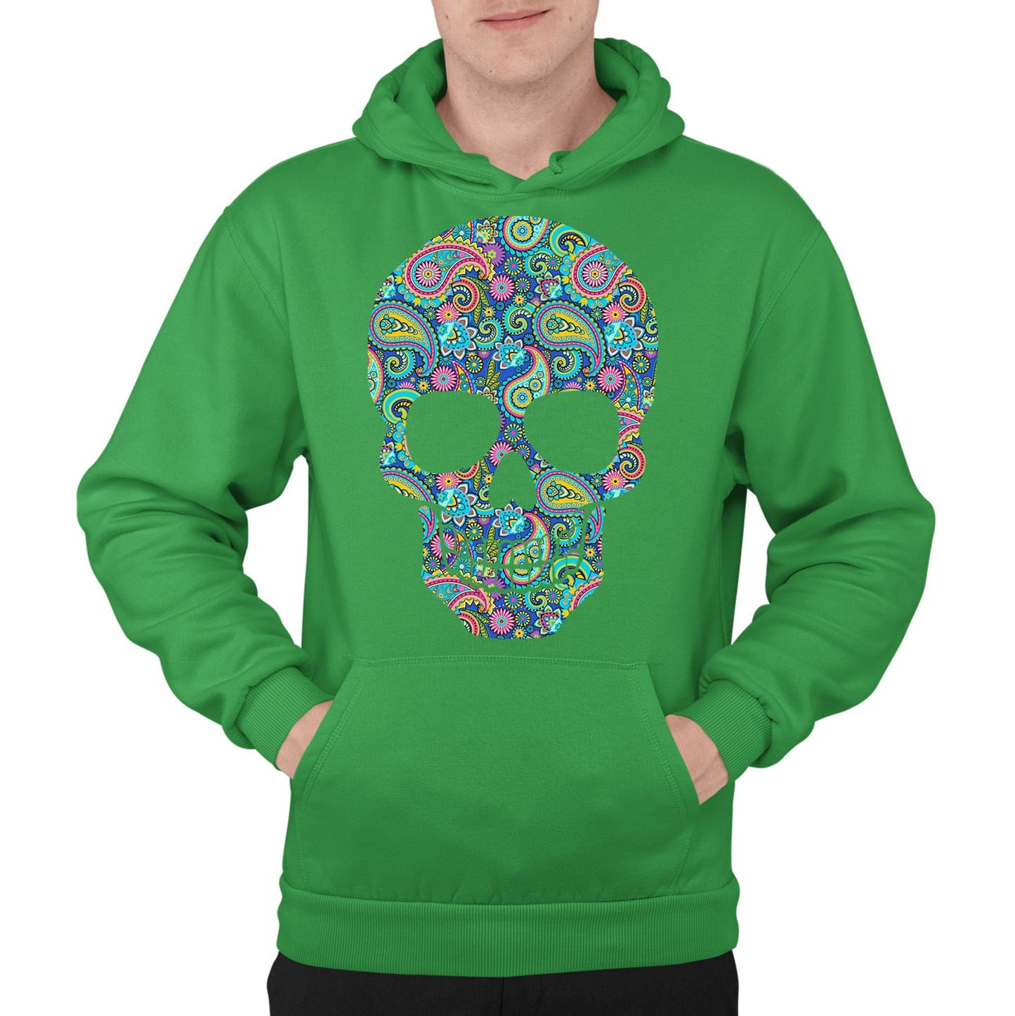 Paisley Skull Mens Pullover Hoodie