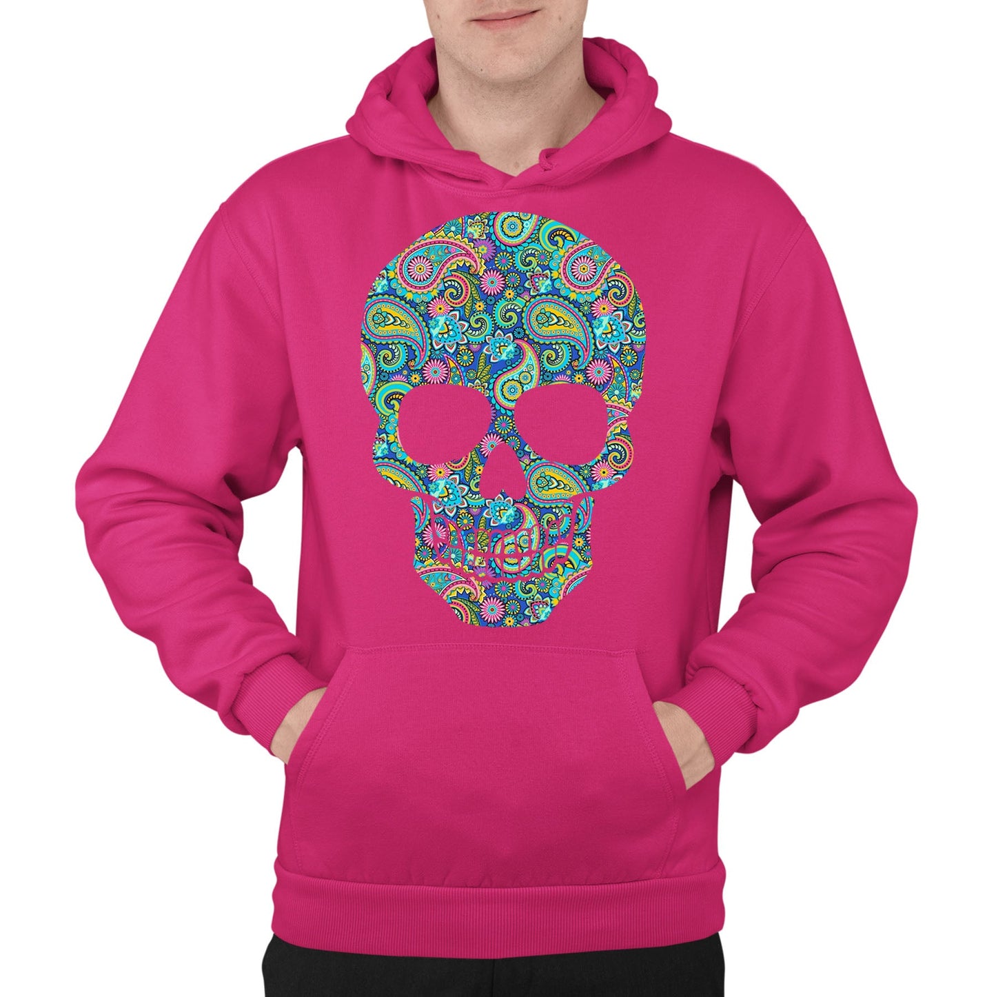 Paisley Skull Mens Pullover Hoodie