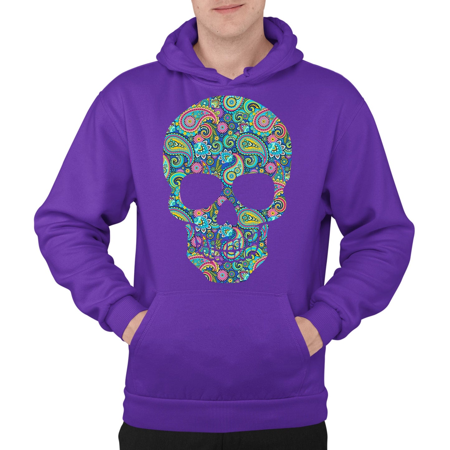 Paisley Skull Mens Pullover Hoodie