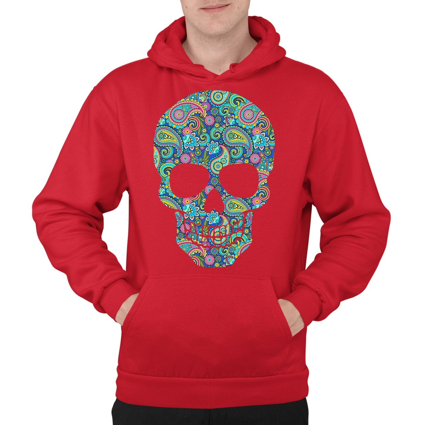 Paisley Skull Mens Pullover Hoodie