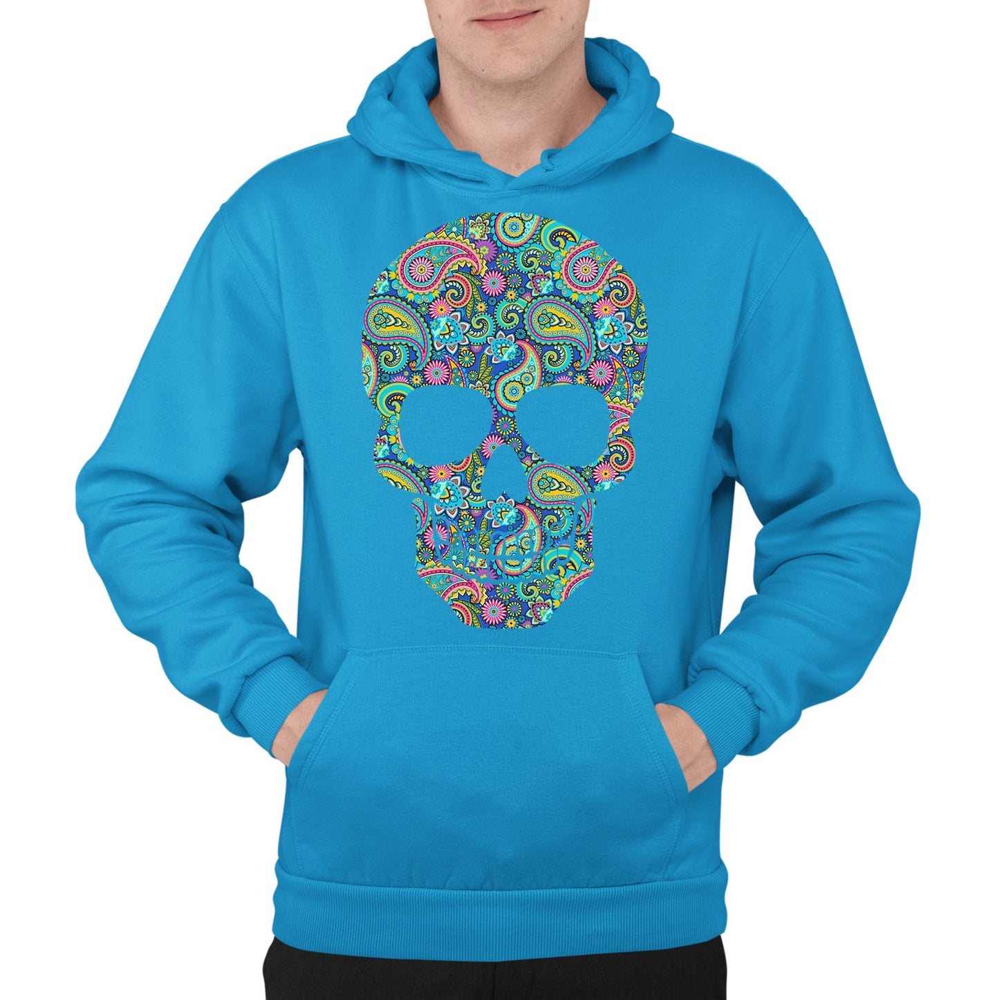 Paisley Skull Mens Pullover Hoodie