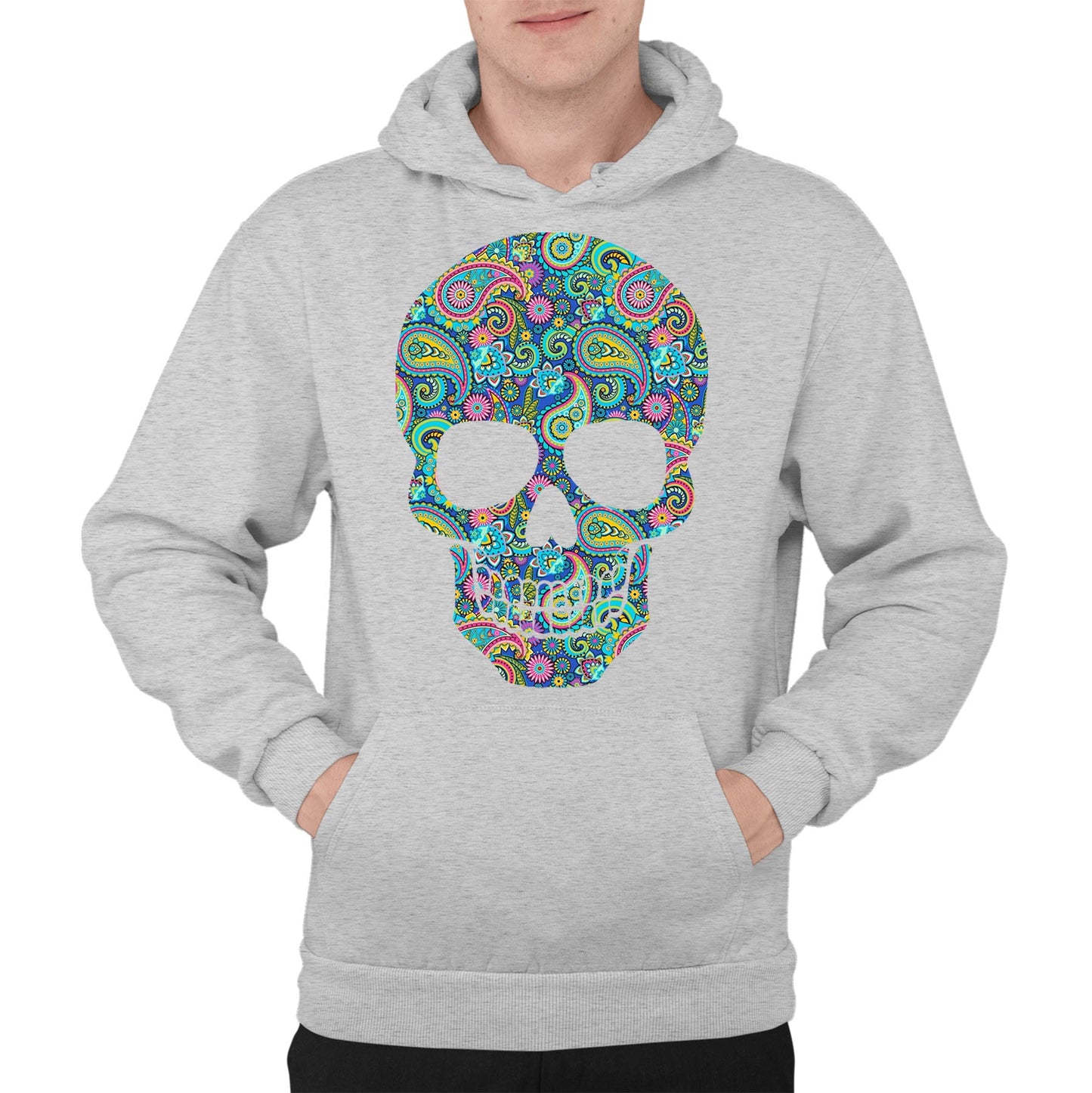 Paisley Skull Mens Pullover Hoodie