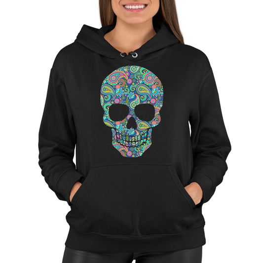 Paisley Skull Womens Pullover Hoodie