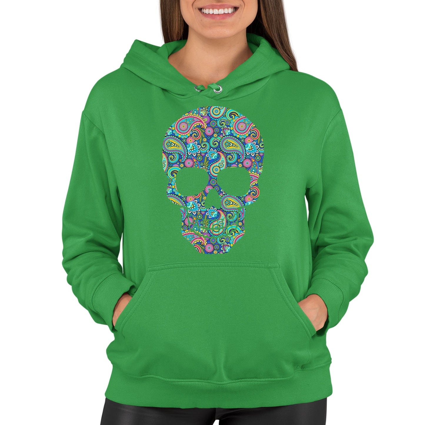 Paisley Skull Womens Pullover Hoodie