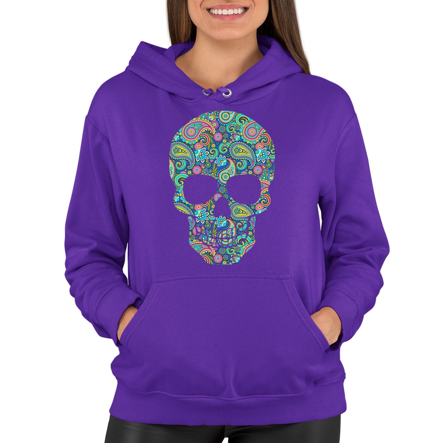 Paisley Skull Womens Pullover Hoodie