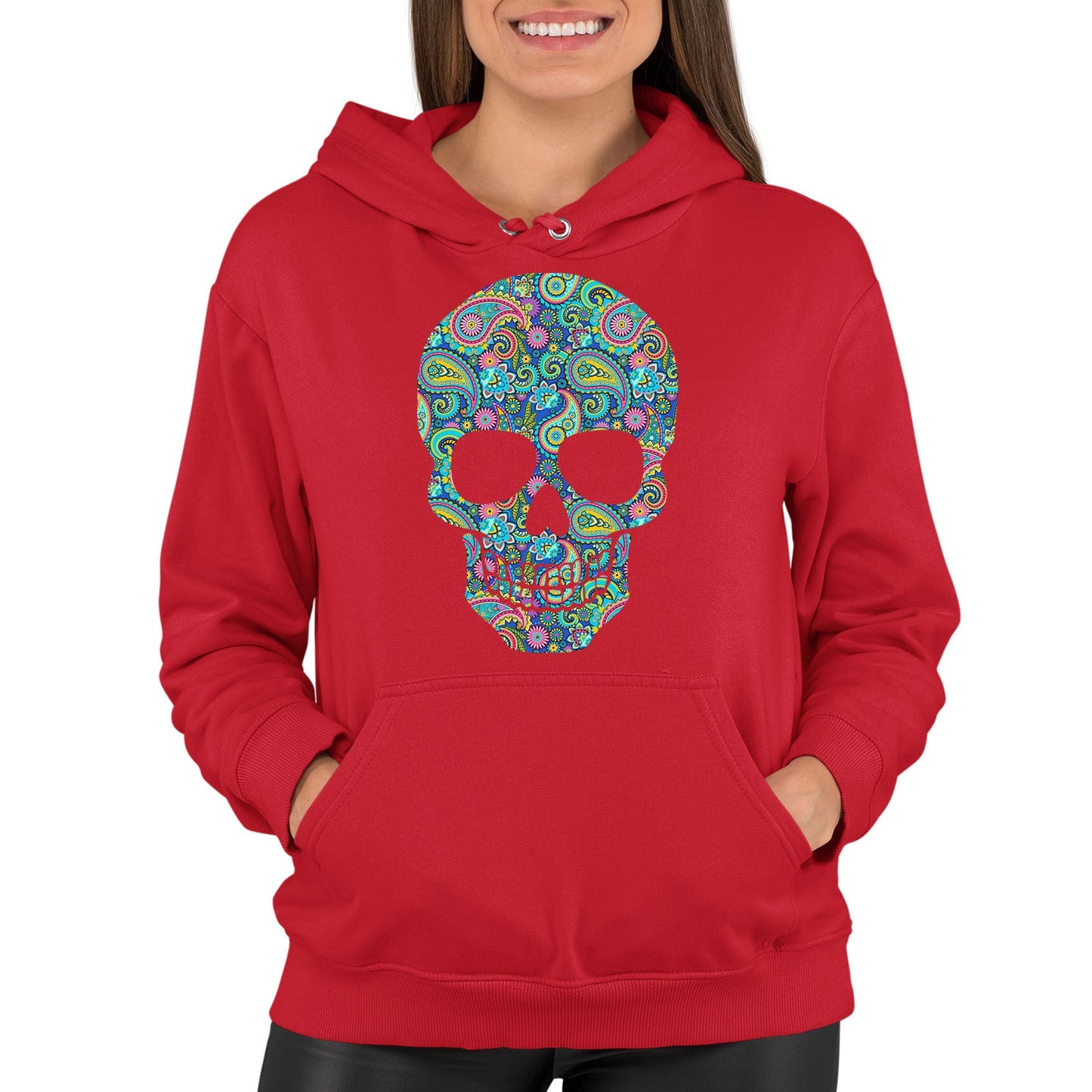 Paisley Skull Womens Pullover Hoodie