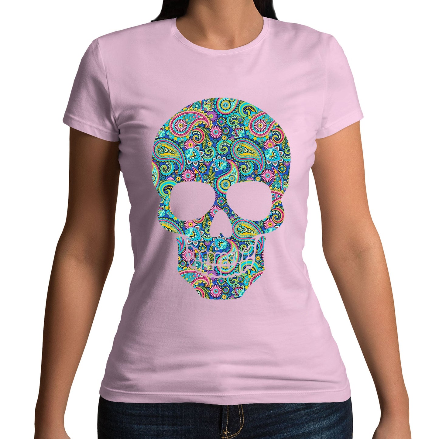 Paisley Skull Womens T-shirt