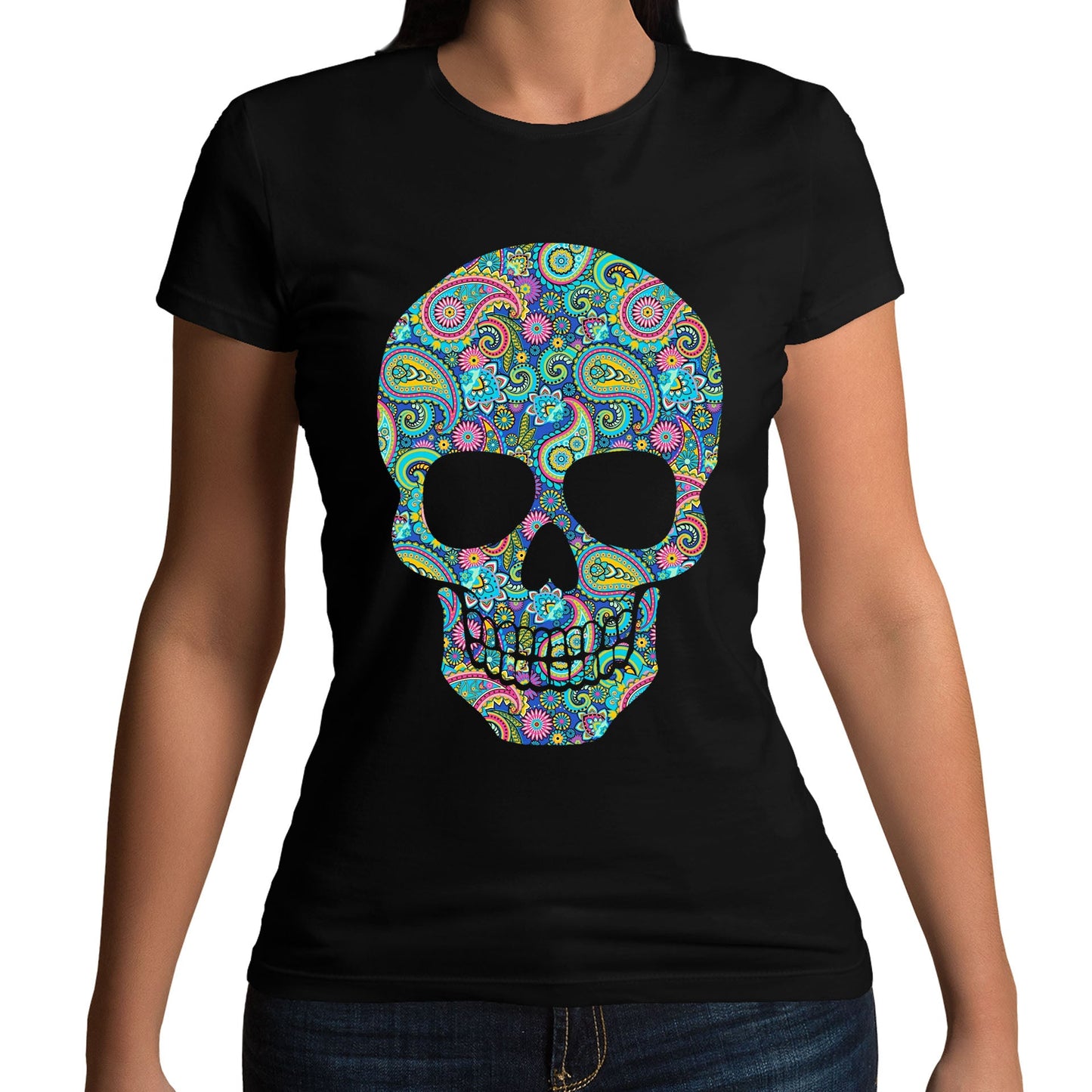 Paisley Skull Womens T-shirt