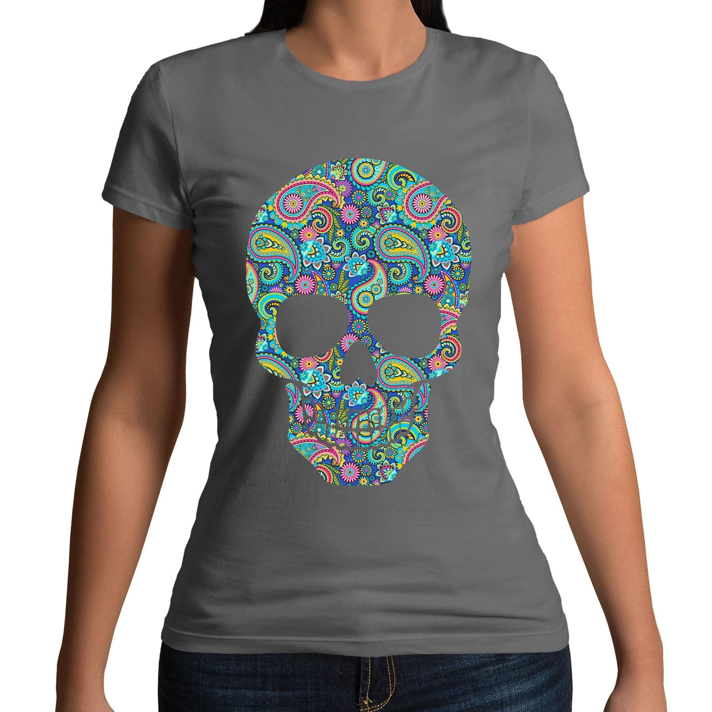 Paisley Skull Womens T-shirt