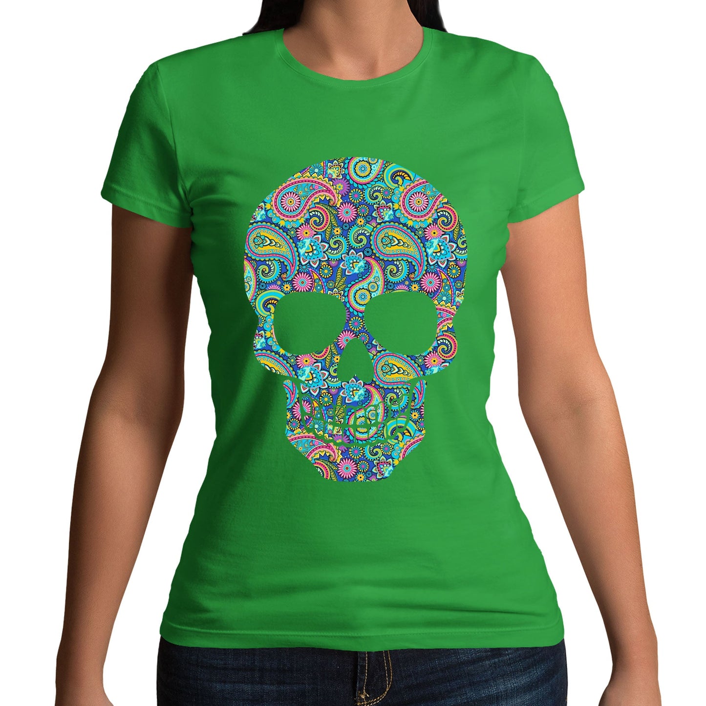 Paisley Skull Womens T-shirt