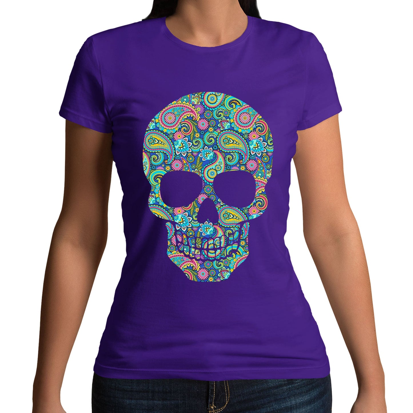 Paisley Skull Womens T-shirt