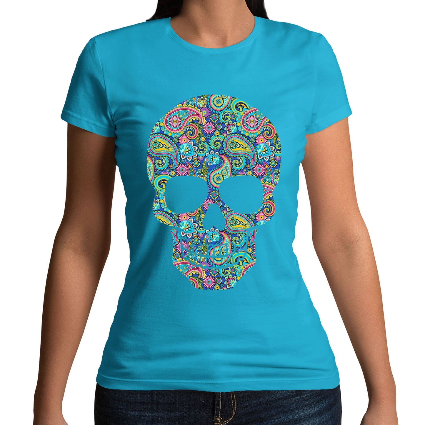 Paisley Skull Womens T-shirt