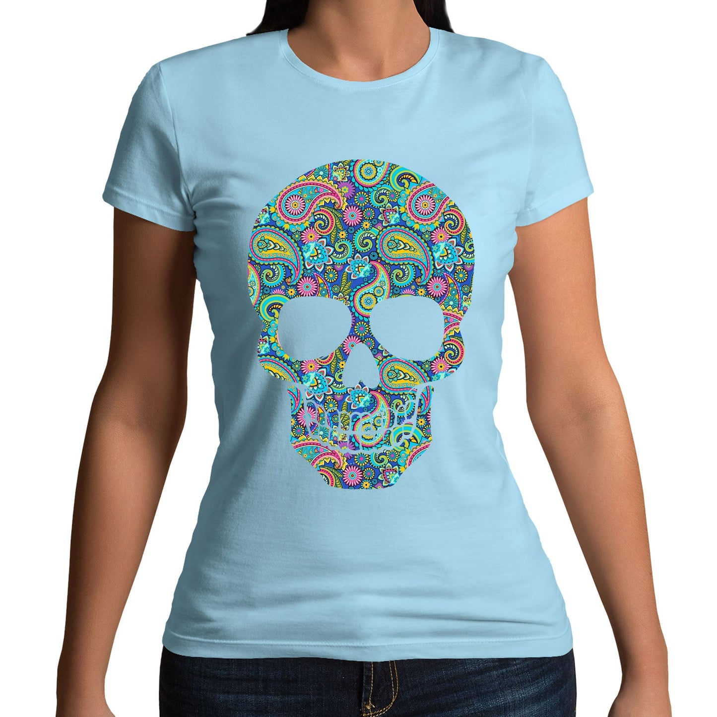 Paisley Skull Womens T-shirt