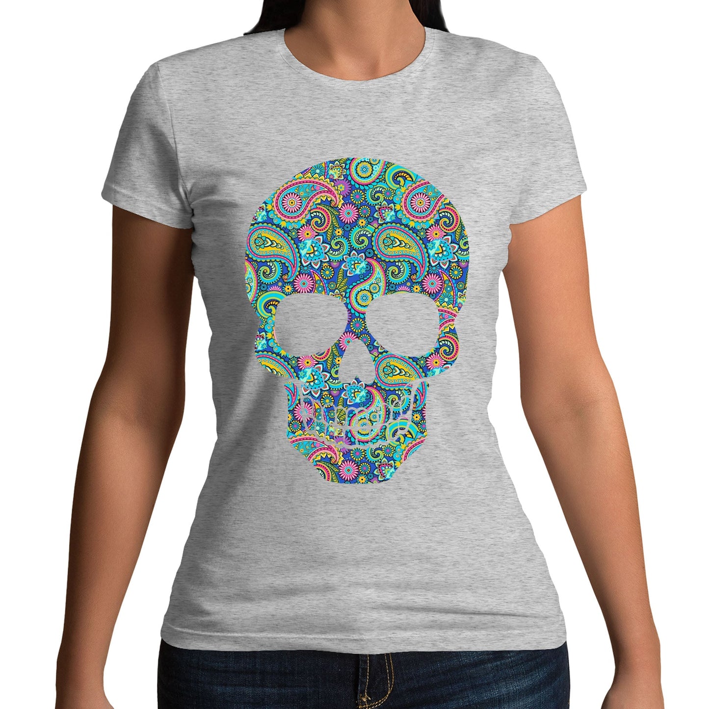 Paisley Skull Womens T-shirt