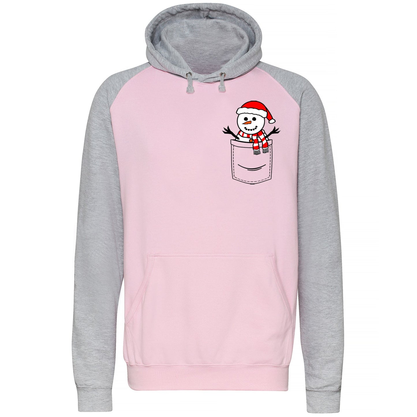 Snowman Pocket Print Christmas Baseball Hoodie