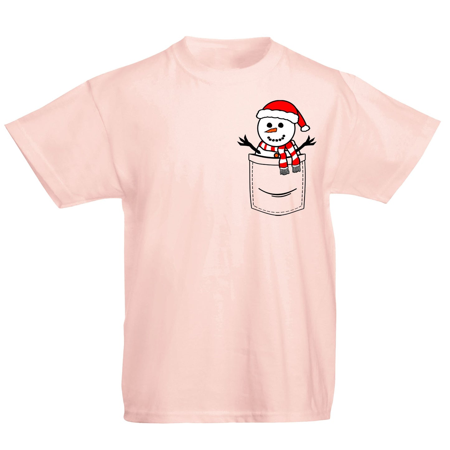 Snowman Pocket Print Christmas Kids T-shirt