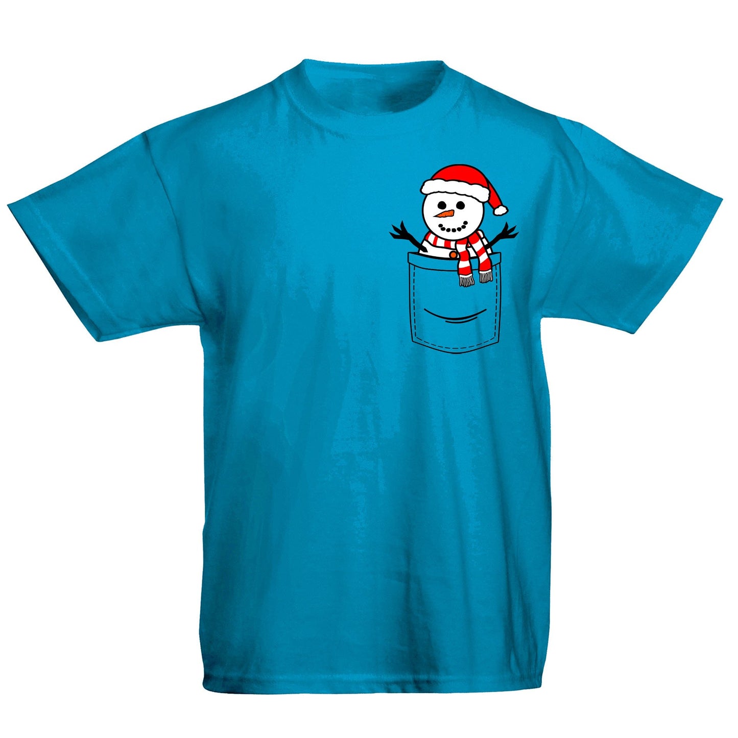 Snowman Pocket Print Christmas Kids T-shirt