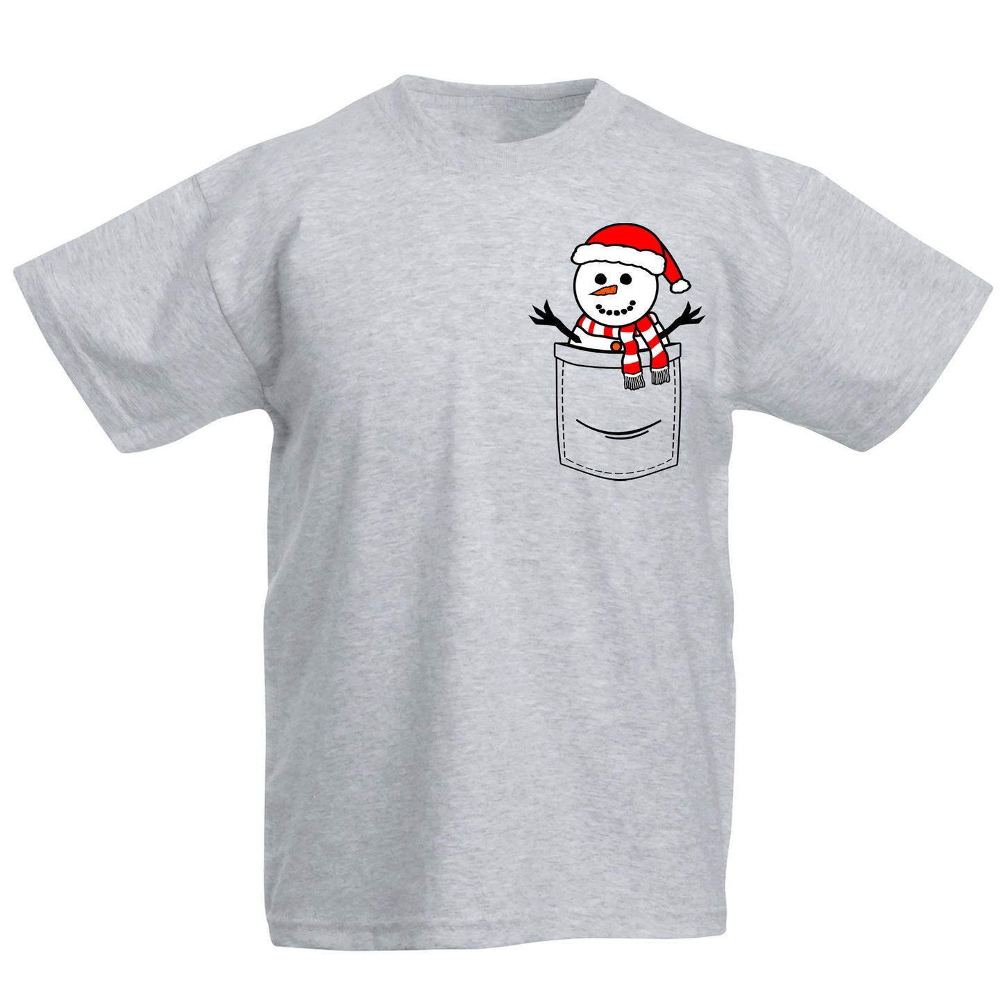 Snowman Pocket Print Christmas Kids T-shirt