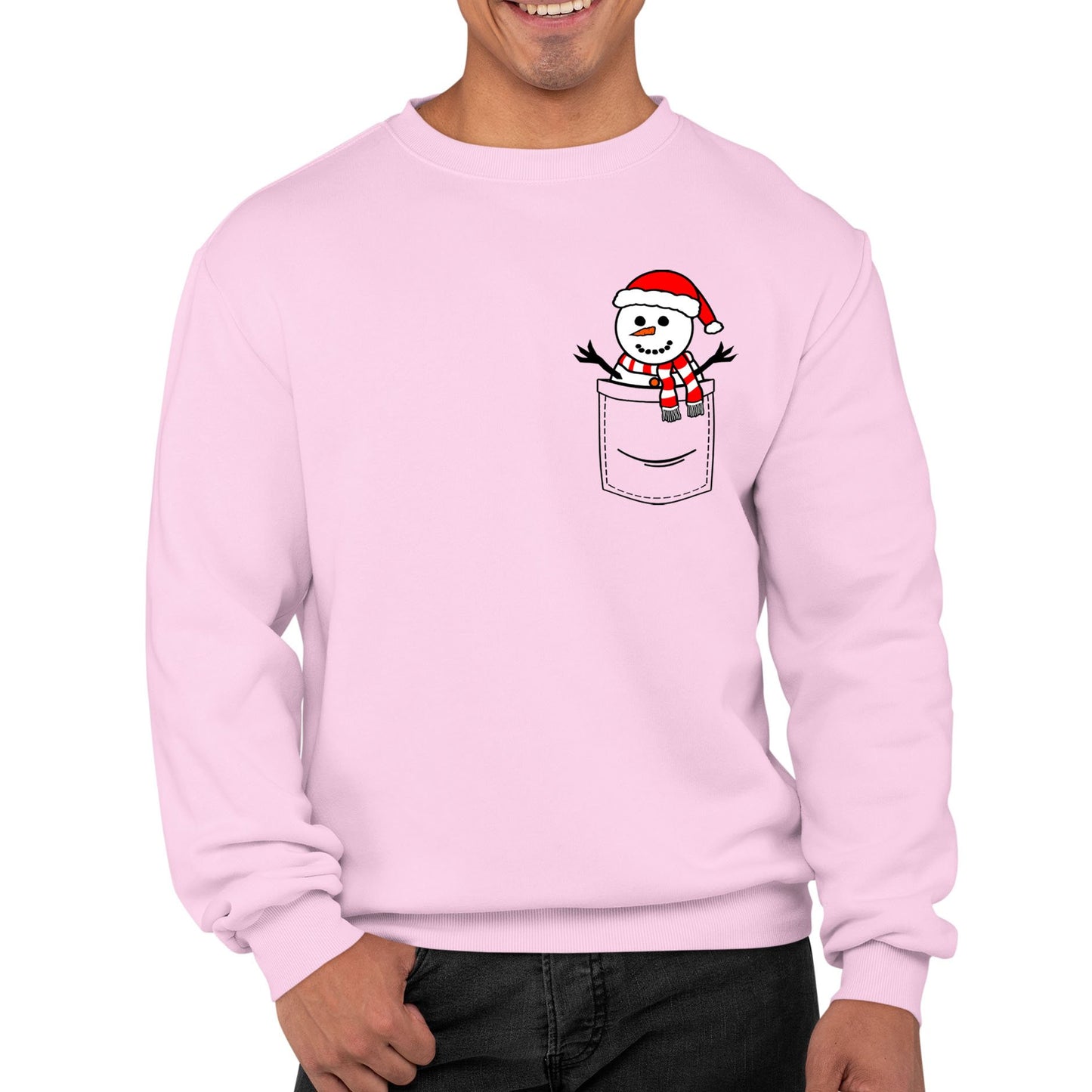 Snowman Pocket Print Christmas Mens Sweatshirt