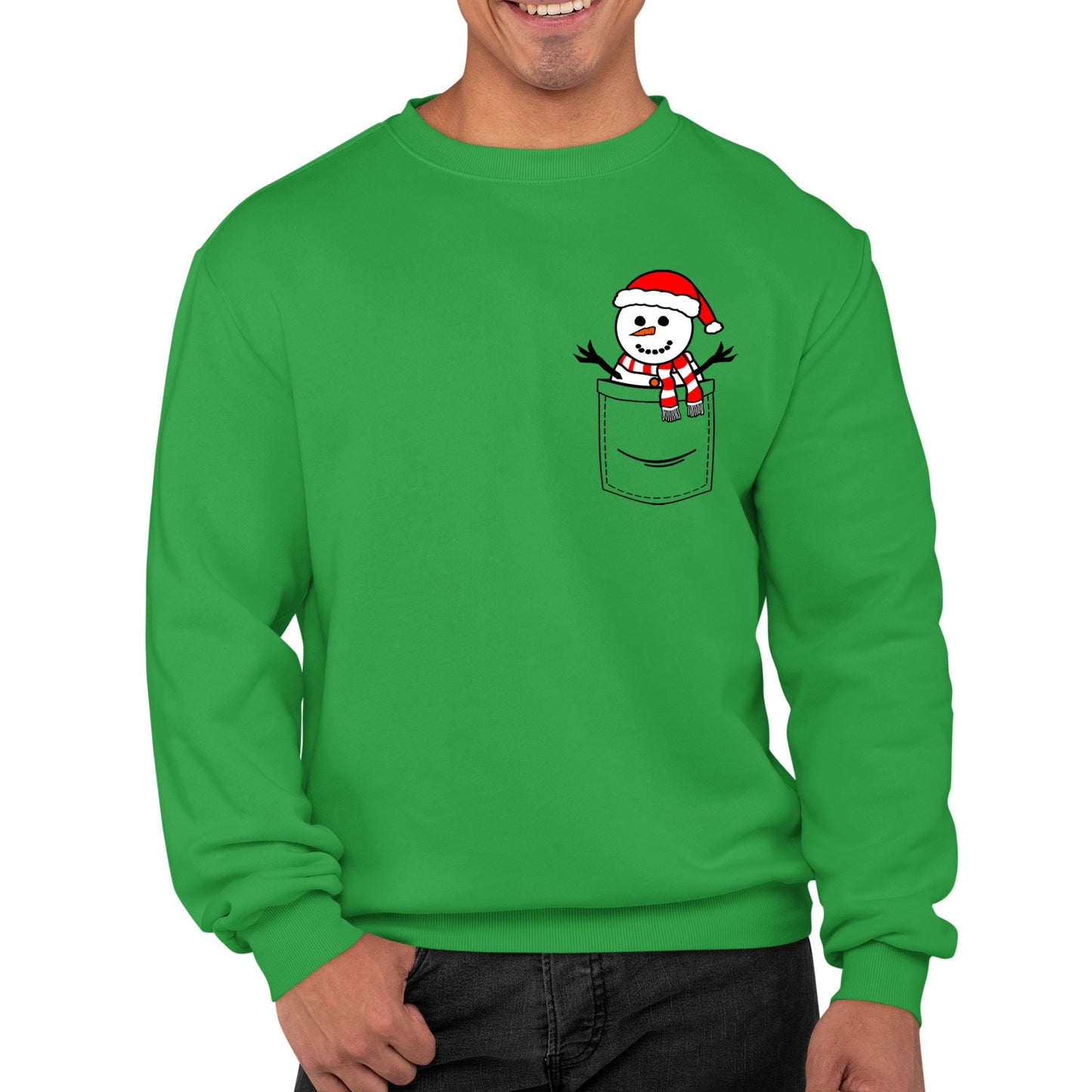 Snowman Pocket Print Christmas Mens Sweatshirt